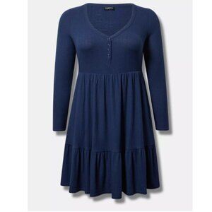 Torrid Mini Jersey Long Sleeved Snap Front Shirtdress Blue 00